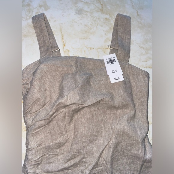 NWT Abercrombie Beige Linen Blend Square-neck Mini Dress - Picture 12 of 15
